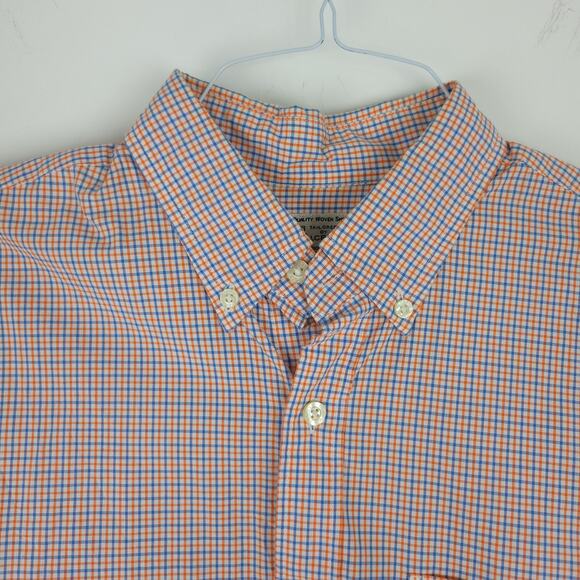 J Crew Orange Blue Plaid Woven Cotton Button Down Oxford Shirt Top Medium - Picture 2 of 8